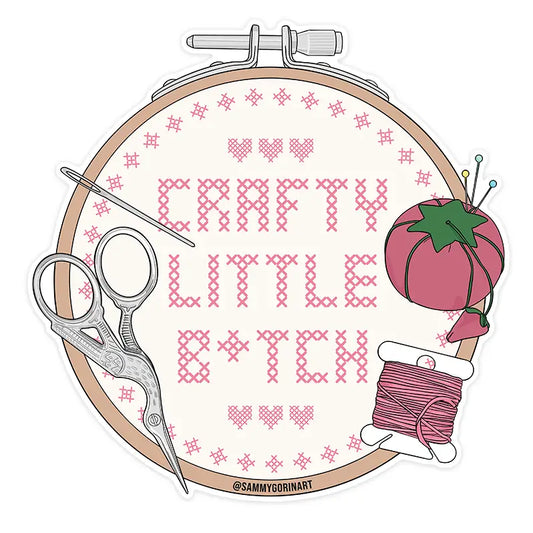 Crafty Little B*Tch Cross Stitch Grandma Hobbies Sticker