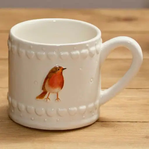 Countryside Woodland Ceramic Embossed Robin Mug