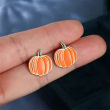 Enamel Pumpkin Stud Earrings
