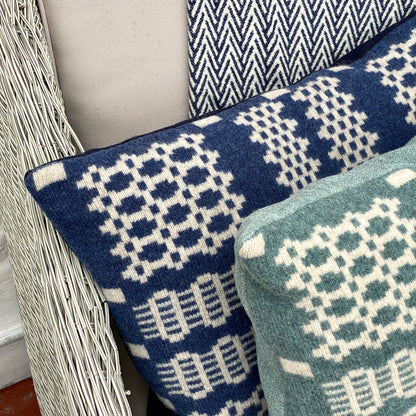 Luxury Welsh Tapestry Cushion - Navy