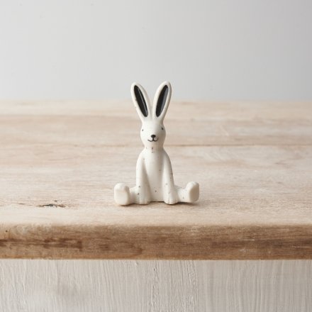 Charming Speckled Porcelain Seated Rabbit