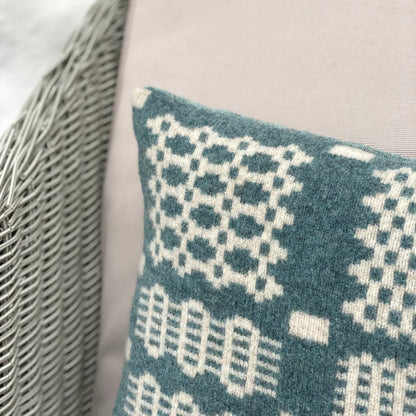 Luxury Welsh Tapestry Cushion - Teal