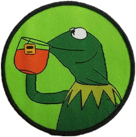 Kermit The Frog Sipping Tea -  Sew On Patch