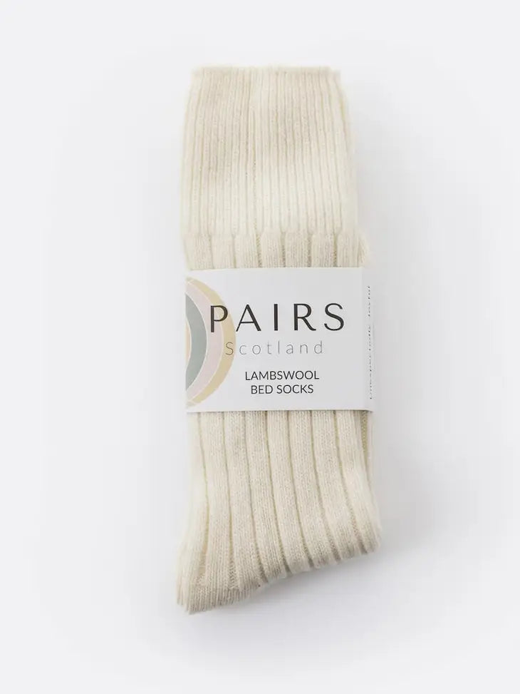 Cream Lambswool Bed Socks