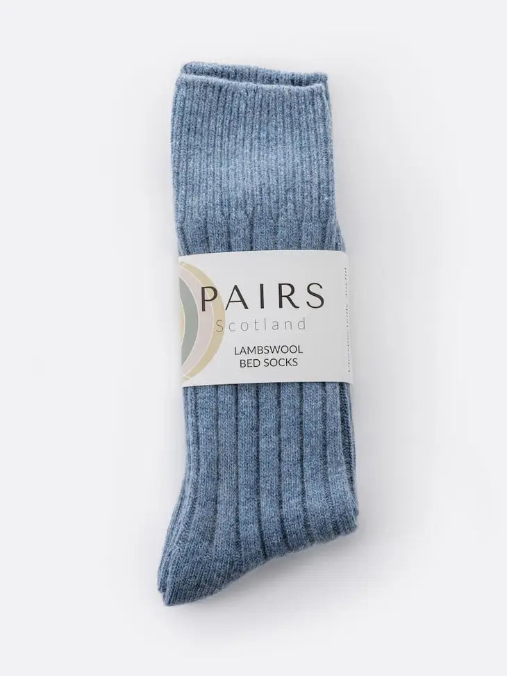 Denim Blue Lambswool Bed Socks