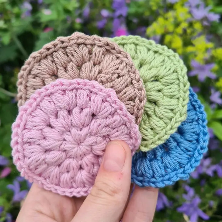 Pack of 4 - Cotton Crochet Face Scrubbies - Pastels