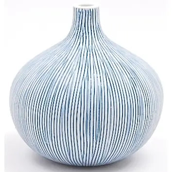 Tiny Porcelain Bud Vase - Blue Stripe
