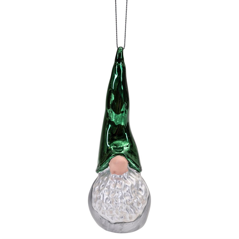 Glass Santa High Hat - Glass Decoration in Green