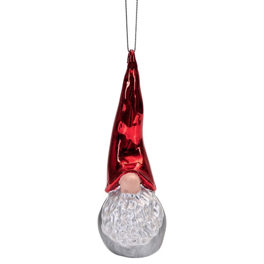 Glass Santa High Hat - Glass Decoration in Red
