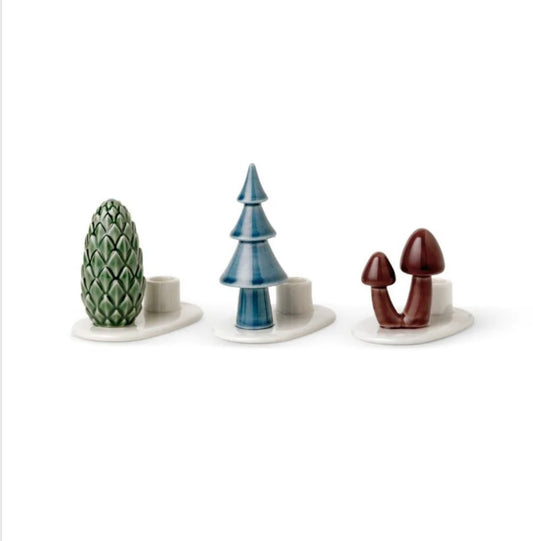 Winter Stories Flock Mushroom Candlestick