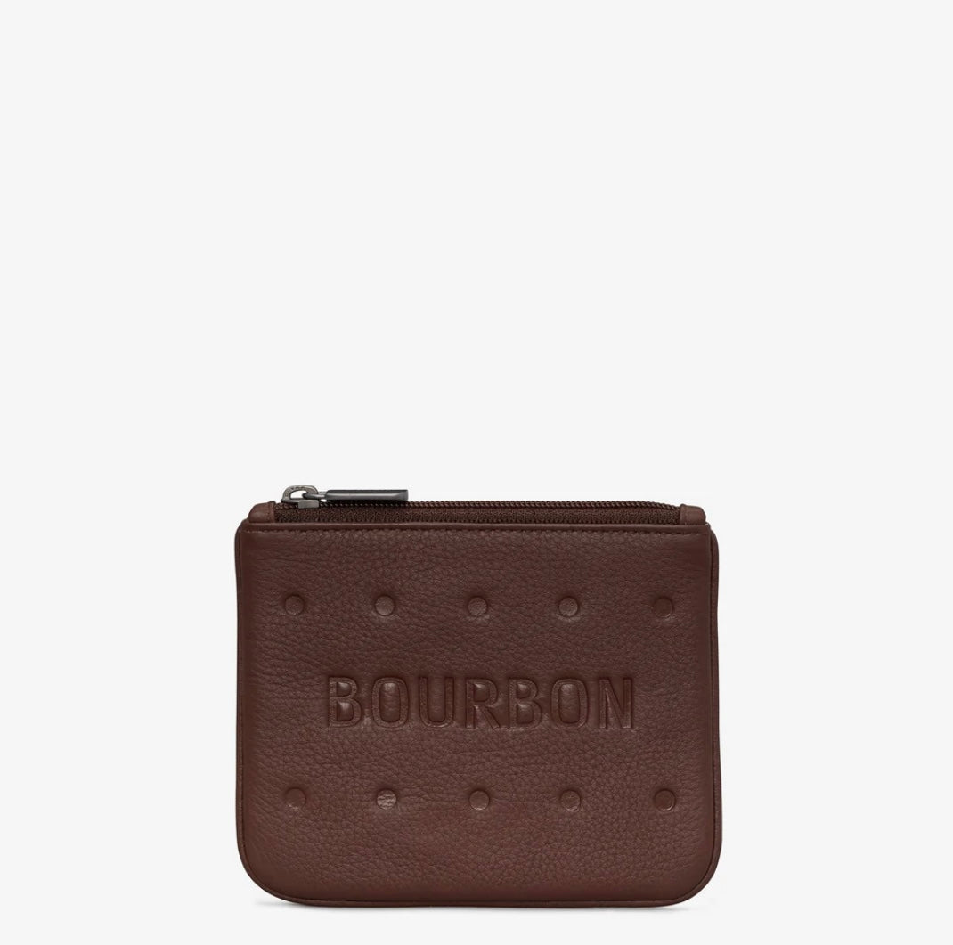 Yoshi Brown Bourbon Biscuit Zip Top Purse