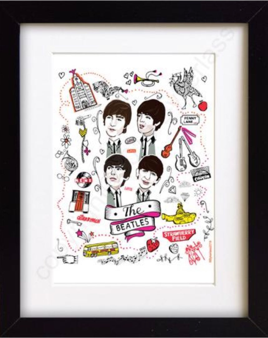 Beatles Character Mounted Print