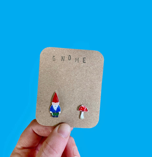 Pair of Gnome and Toadstool Earrings