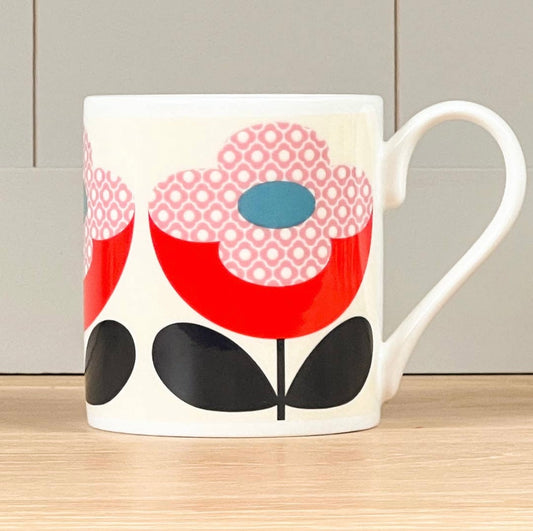 Orla Kiely - Buttercup Stem Red and Pink Mug