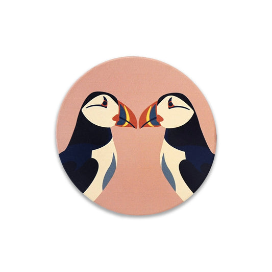 Ceramic Puffin Coaster - Kissing