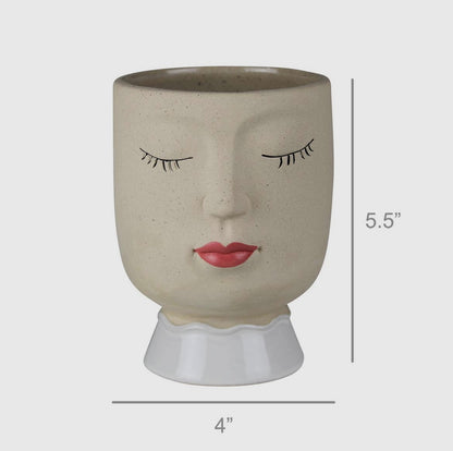 Handmade Stoneware Face Vase