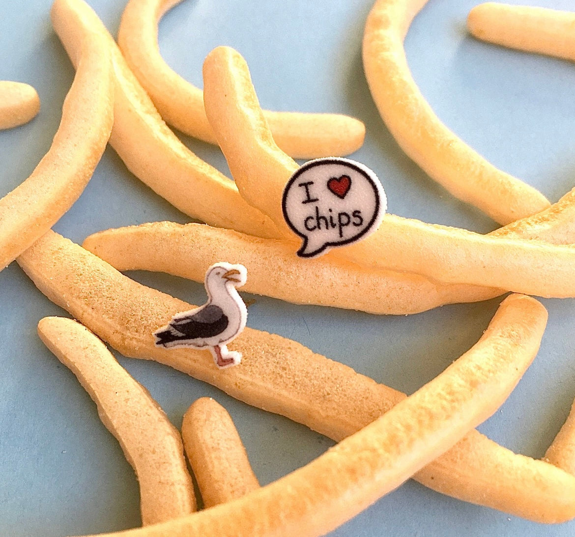 I Love Chips! Pair of Seagull Earrings